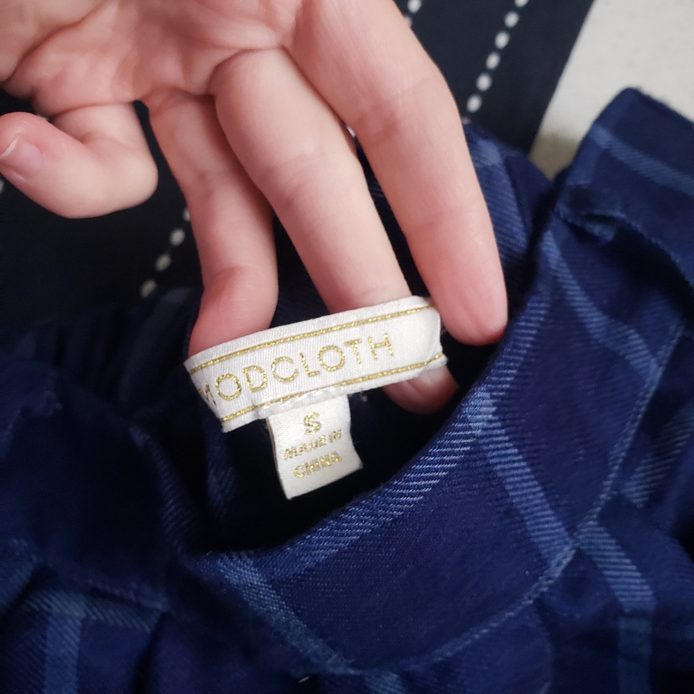 Modcloth| Breathtaking Tiger Lilies Midi Skirt Tartan Navy Plaid Size Small - Picture 7 of 9